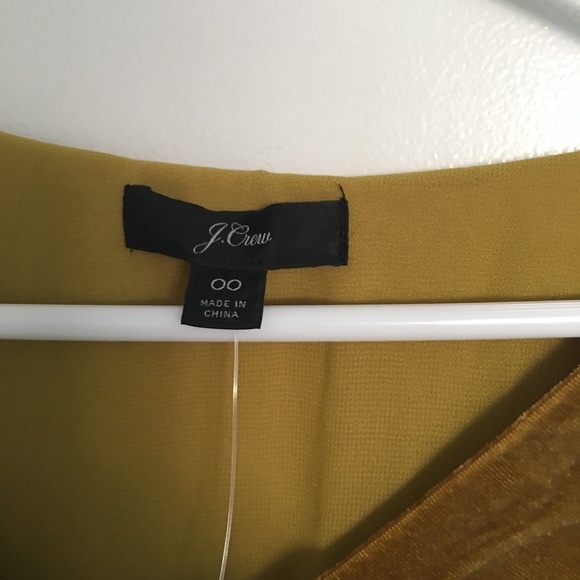 NWT J. Crew Yellow Crushed Velvet Wrap Long Sleeve Top - Picture 5 of 6